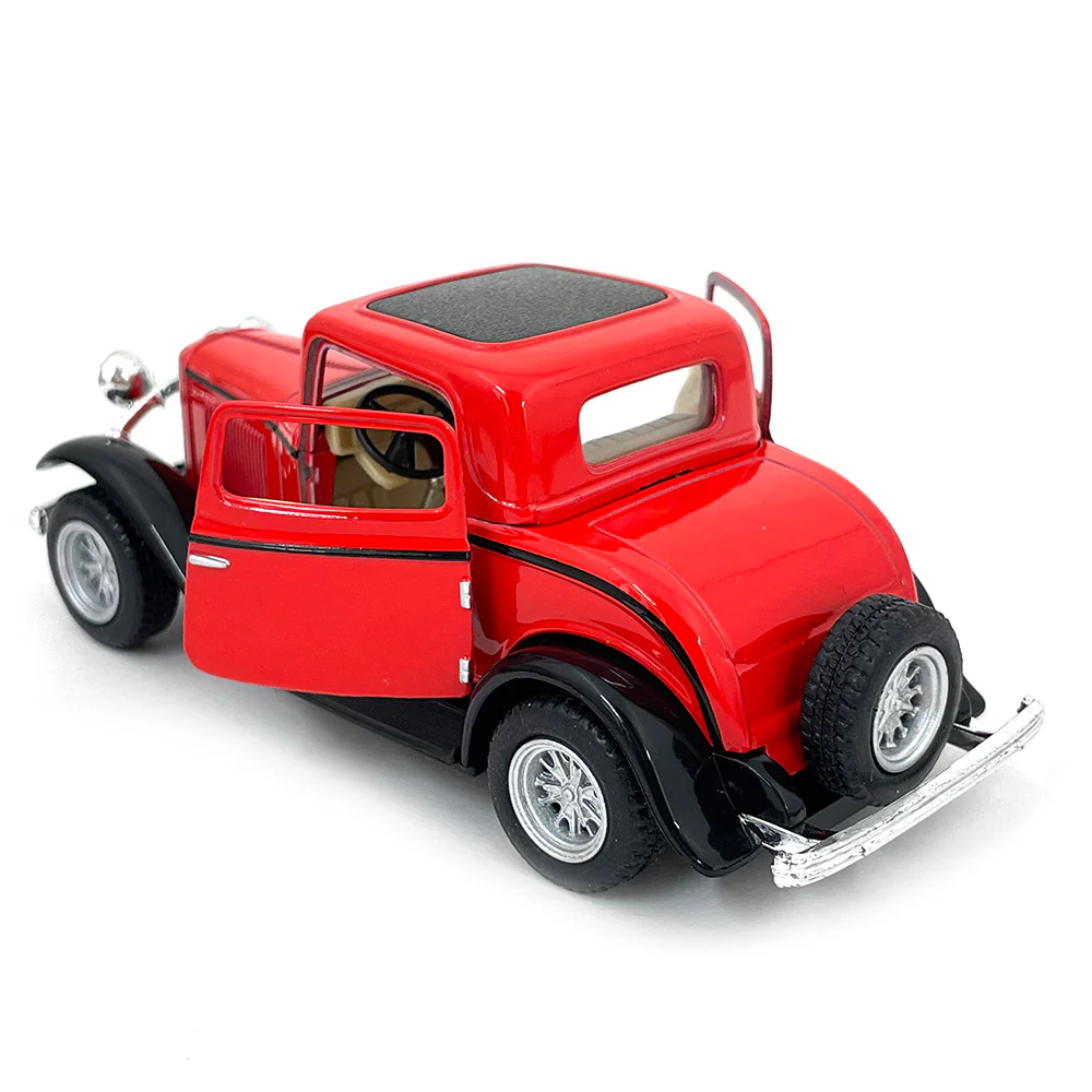 1932 Ford 3-Window Coupe 1:34 Scale Diecast Model Red by Kinsmart - Image 2