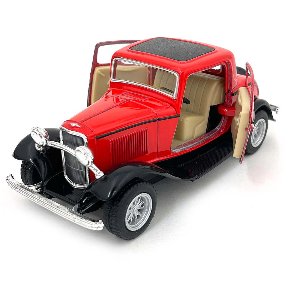 1932 Ford 3-Window Coupe 1:34 Scale Diecast Model Red by Kinsmart - Image 3