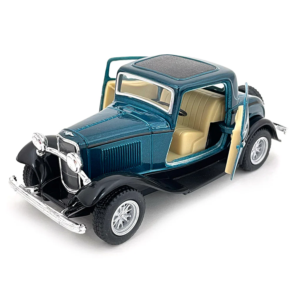 1932 Ford 3-Window Coupe 1:34 Scale Diecast Model Teal / Green by Kinsmart - Image 2