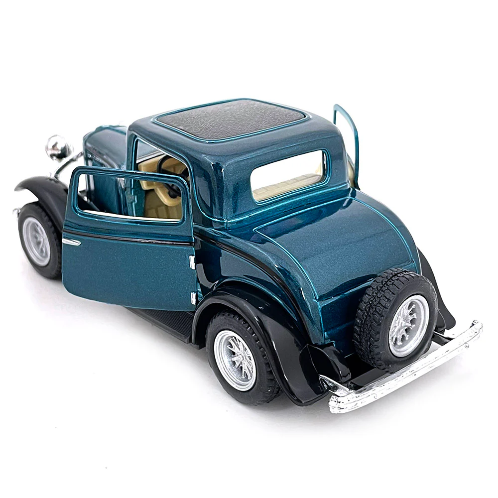 1932 Ford 3-Window Coupe 1:34 Scale Diecast Model Teal / Green by Kinsmart - Image 3