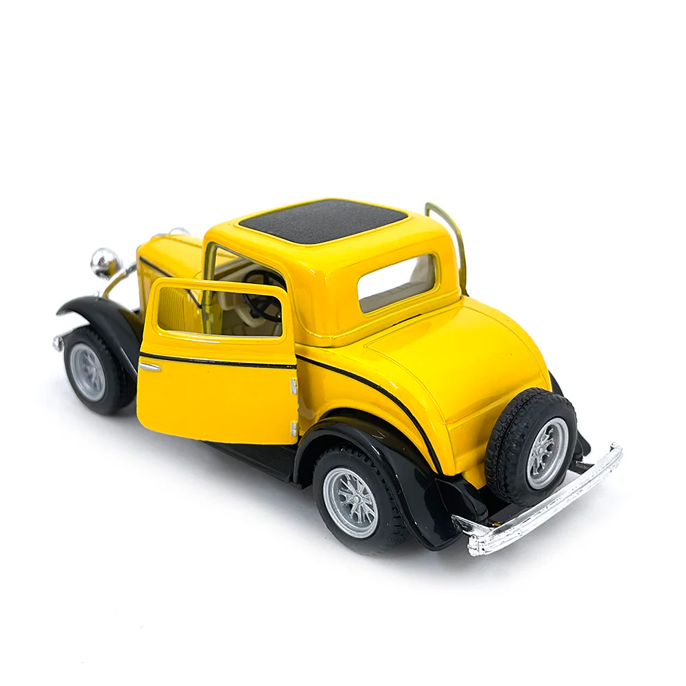 1932 Ford 3-Window Coupe 1:34 Scale Diecast Model Yellow by Kinsmart - Image 2