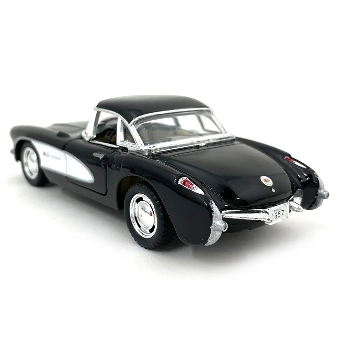 1957 Chevrolet Corvette 1:34 Scale Diecast Model Black by Kinsmart - Image 2