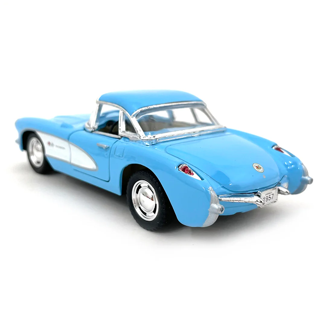1957 Chevrolet Corvette 1:34 Scale Diecast Model Blue by Kinsmart - Image 2