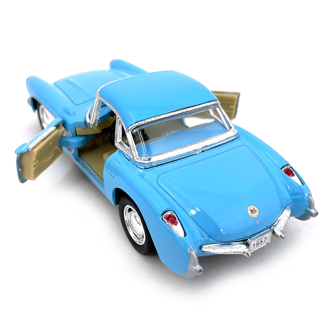 1957 Chevrolet Corvette 1:34 Scale Diecast Model Blue by Kinsmart - Image 3