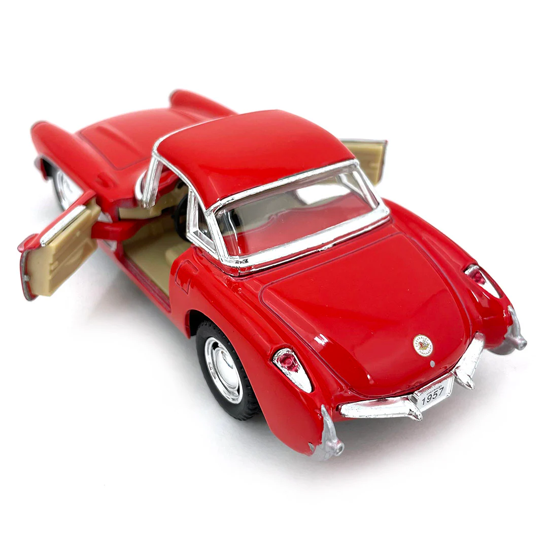 1957 Chevrolet Corvette 1:34 Scale Diecast Model Red by Kinsmart - Image 3