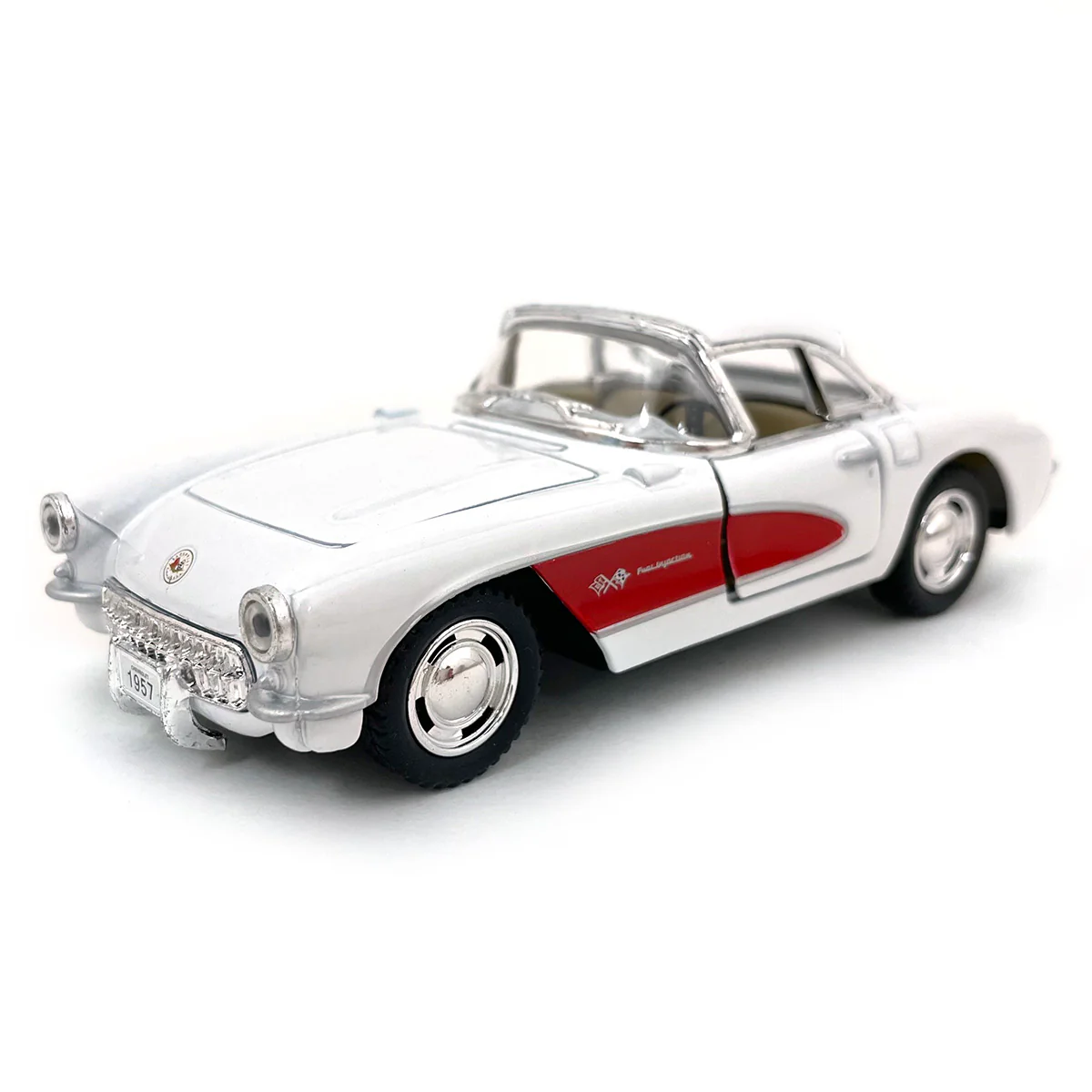 1957 Chevrolet Corvette 1:34 Scale Diecast Model White by Kinsmart