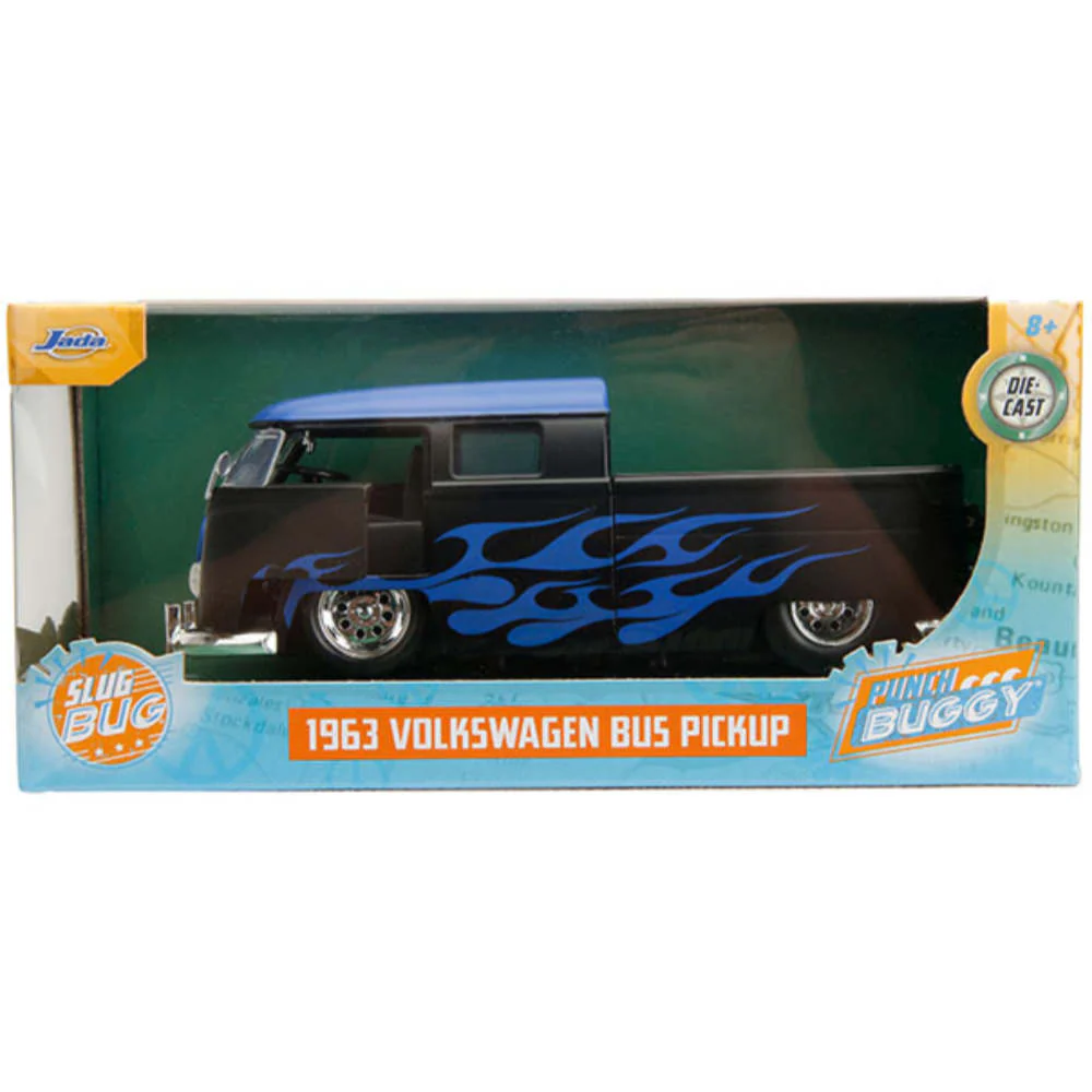 1962 Volkswagen Bus 1:24 Scale Diecast Model Matte Black Blue by Jada 34232 - Image 2