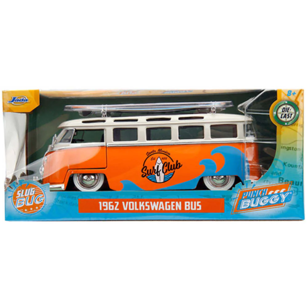 1962 Volkswagen Bus 1:24 Scale Diecast Model White Orange by Jada 34231 - Image 2