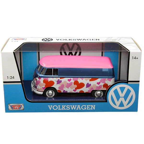1962 Volkswagen T1 Type 2 Classic Delivery Van 1:24 Scale Diecast w/ Hearts by Motor Max - Image 3