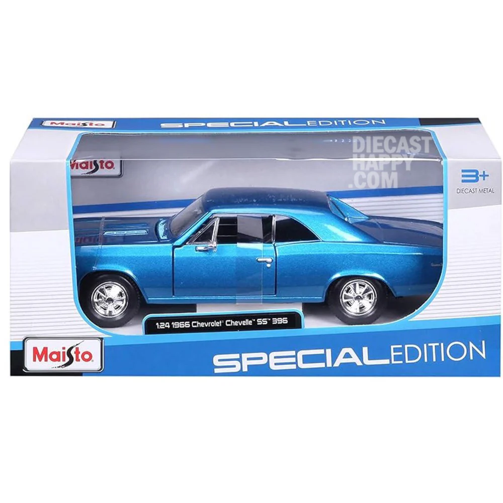 1966 Chevy Chevelle SS 396 1:24 Scale Diecast Model Blue by Maisto 31960 - Image 3