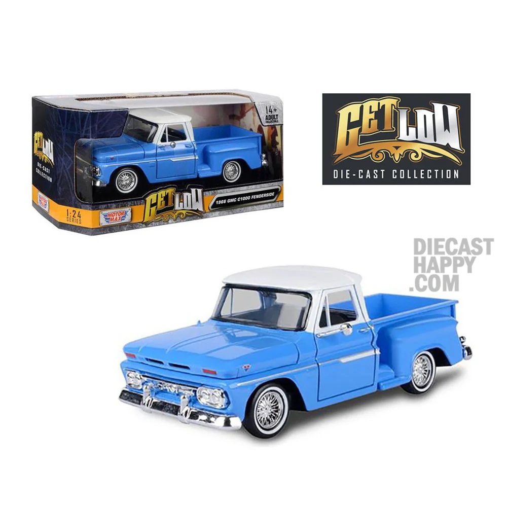 1966 GMC C1000 Fenderside Pick Up 1:24 Scale Diecast Model Blue by Motor Max - Image 2