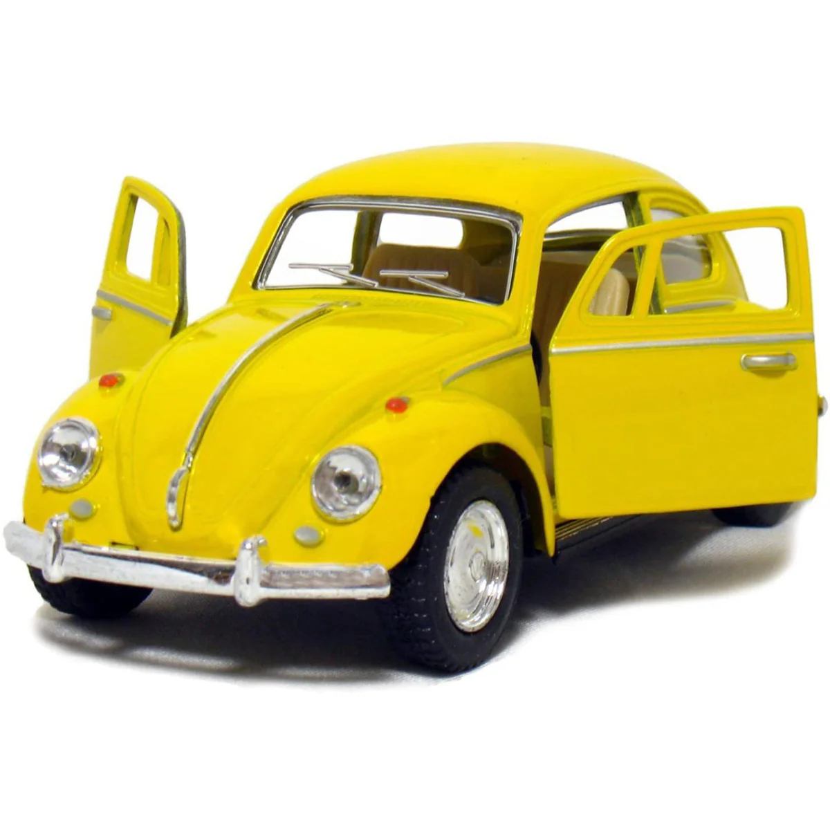 1967 Classic Volkswagen Beetle 1:32 Scale Diecast Model Yellow by Kinsmart - Image 3