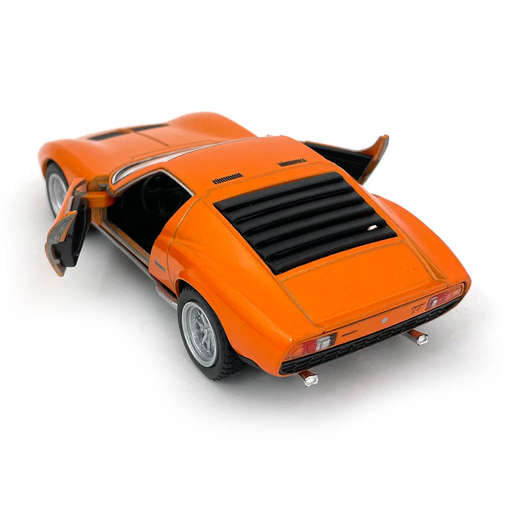1971 Lamborghini Miura P400 1:34 Scale Diecast Model Orange by Kinsmart - Image 3