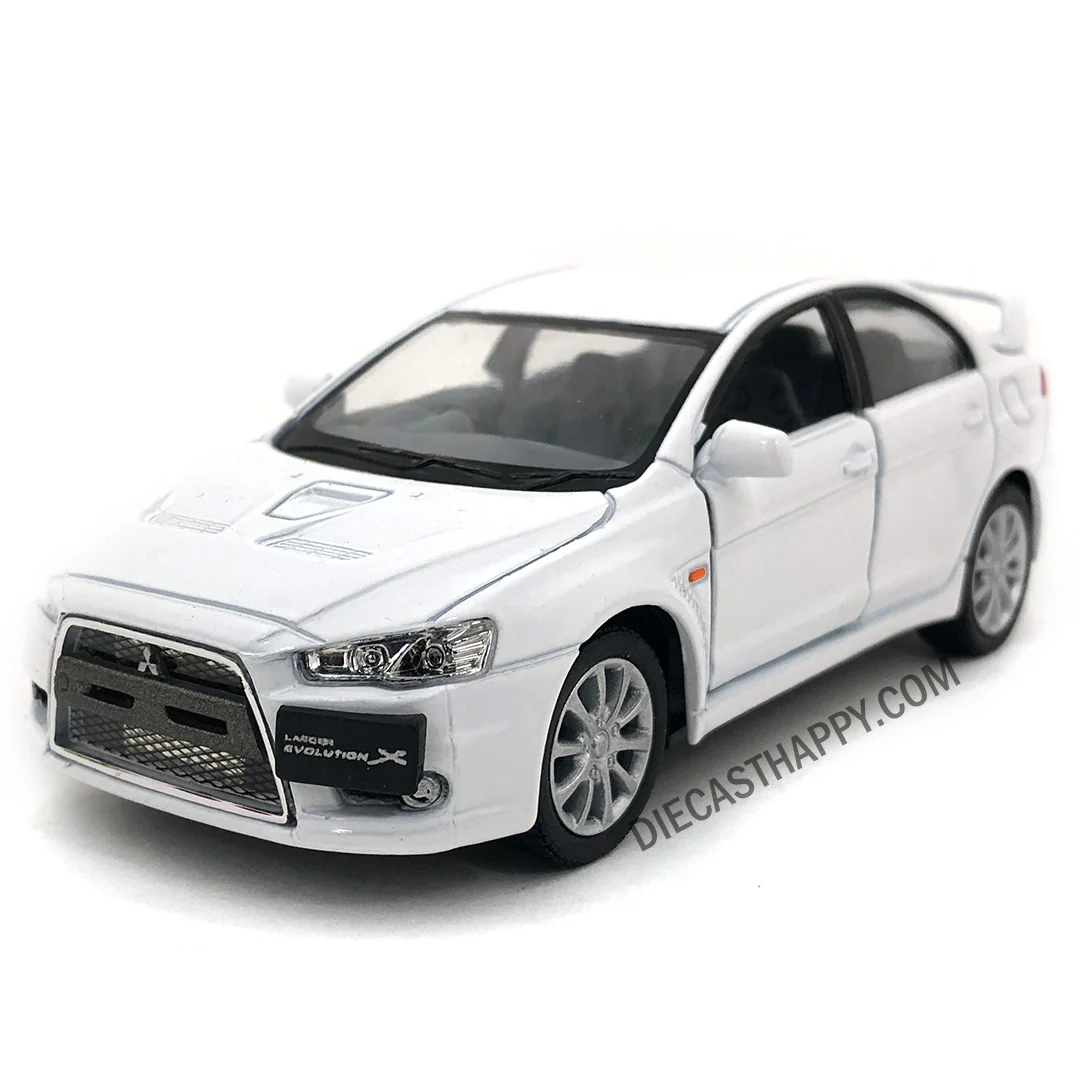 2008 Mitsubishi Lancer Evolution X 1:36 Scale Diecast Model White/Blue/Red/Yellow by Kinsmart (SET OF 4) - Image 2