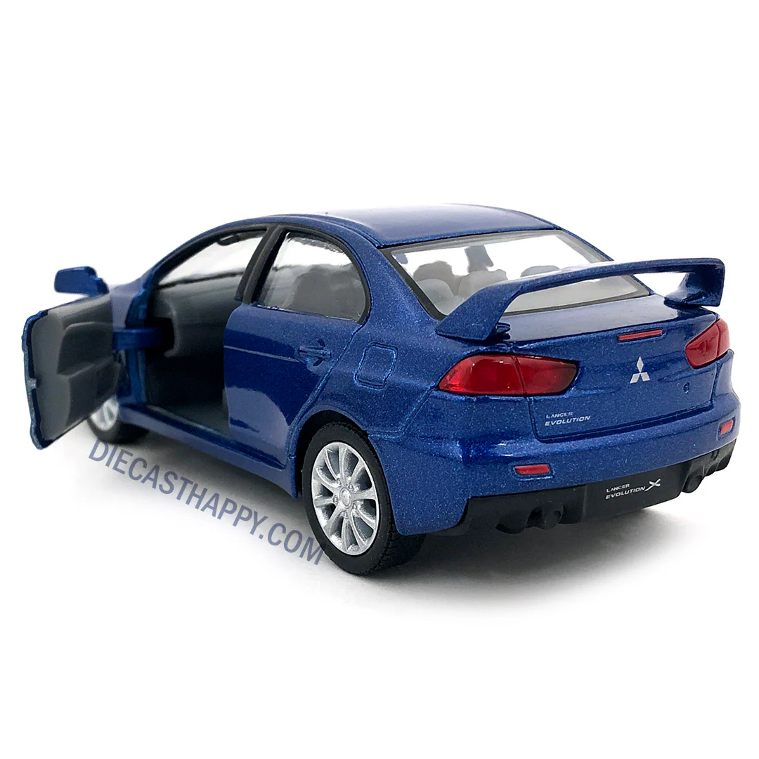 2008 Mitsubishi Lancer Evolution X 1:36 Scale Diecast Model White/Blue/Red/Yellow by Kinsmart (SET OF 4) - Image 5