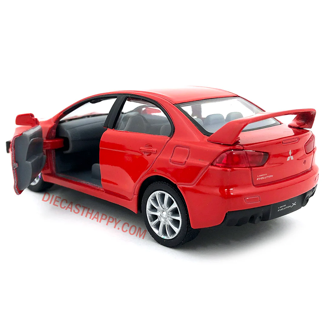 2008 Mitsubishi Lancer Evolution X 1:36 Scale Diecast Model White/Blue/Red/Yellow by Kinsmart (SET OF 4) - Image 7