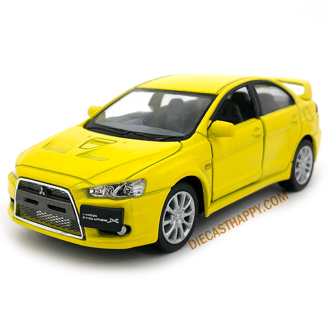2008 Mitsubishi Lancer Evolution X 1:36 Scale Diecast Model White/Blue/Red/Yellow by Kinsmart (SET OF 4) - Image 8