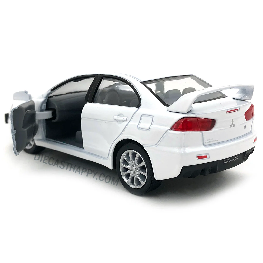 2008 Mitsubishi Lancer Evolution X 1:36 Scale Diecast Model White by Kinsmart - Image 2