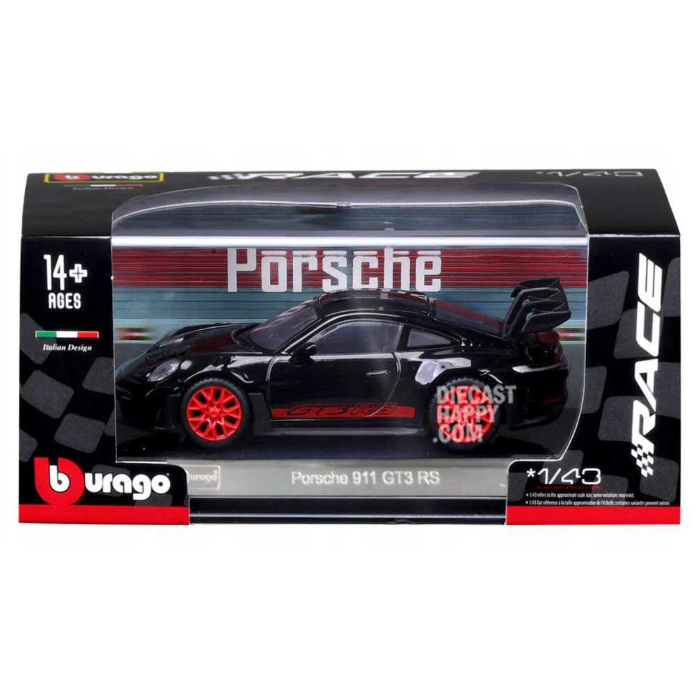 Porsche 911 GT3 RS 1:43 Scale in Black by Bburago 18-38313BK - Image 3