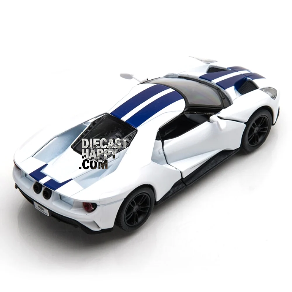 2017 Ford GT with Stripes 1:38 Scale Diecast Model White by Kinsmart - Image 2