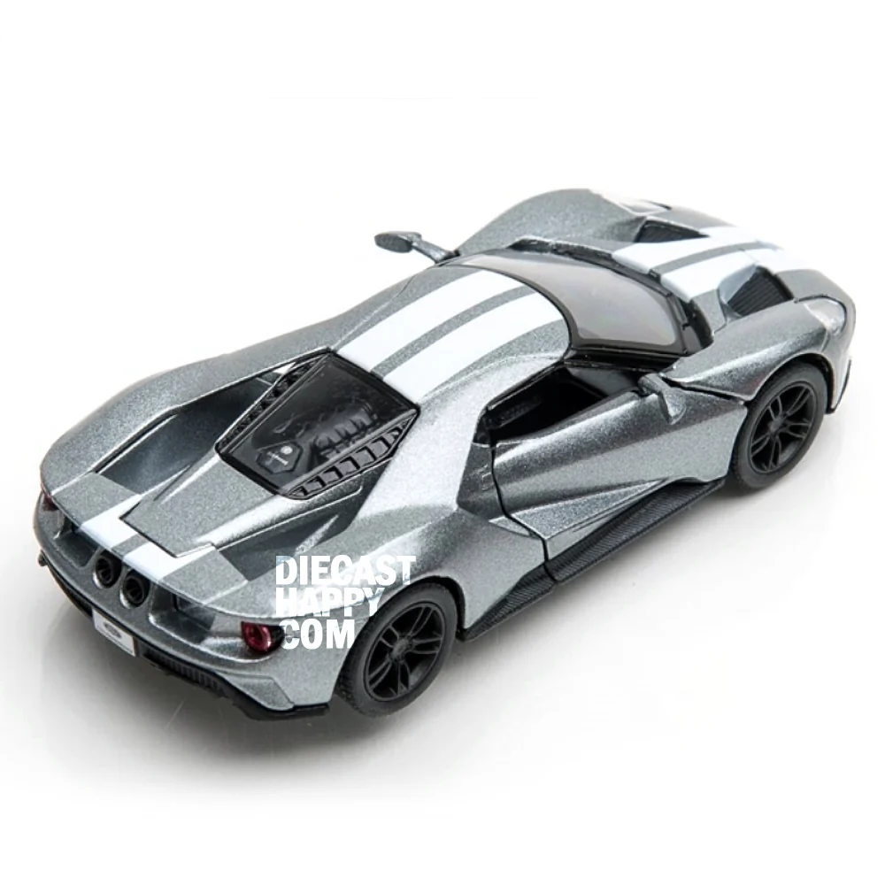 2017 Ford GT with Stripes 1:38 Scale Diecast Model Silver by Kinsmart - Image 2