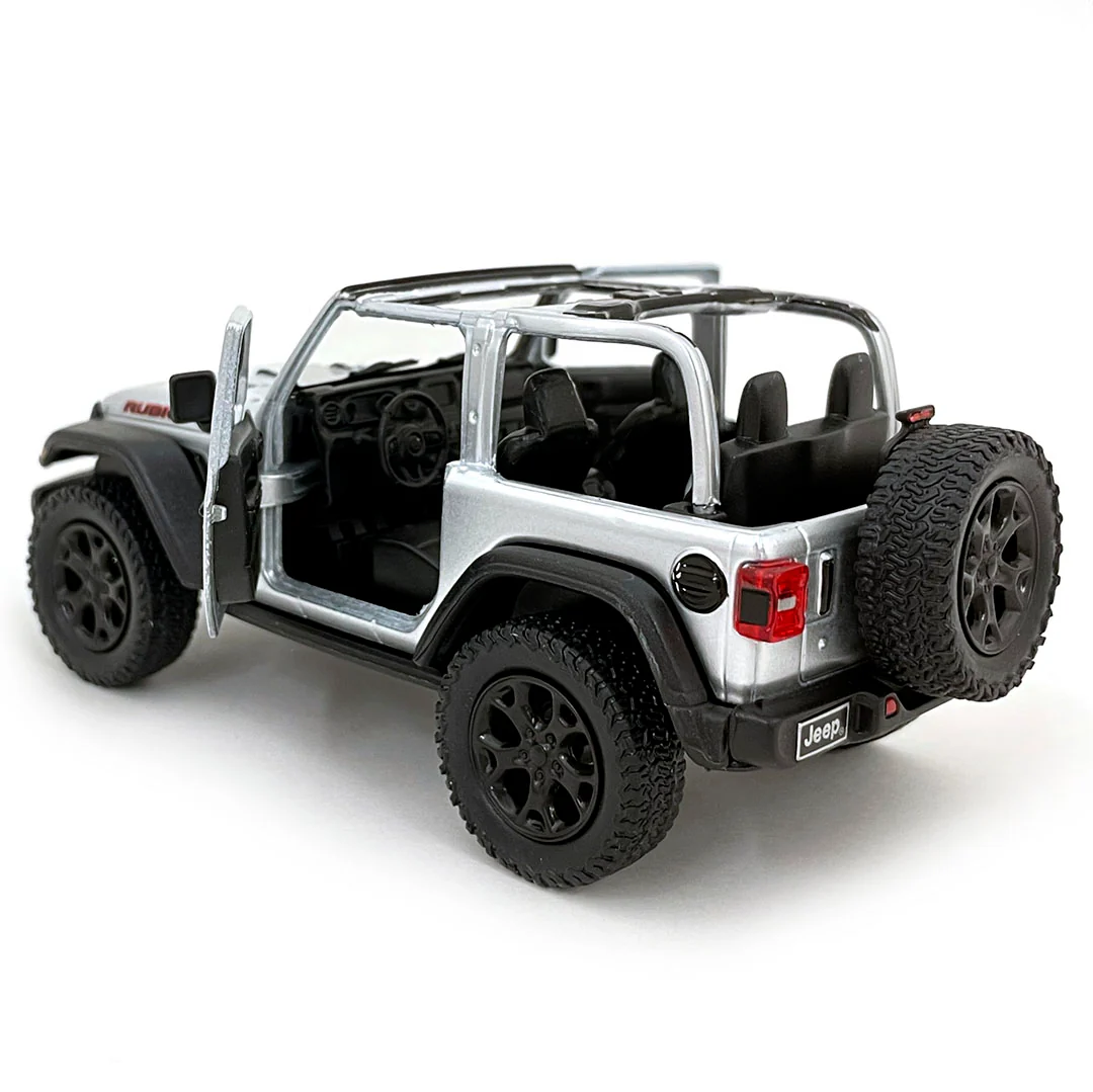 2018 Jeep Wrangler Rubicon 4x4 1:34 Scale Diecast Model Convertible Top Silver by Kinsmart - Image 2