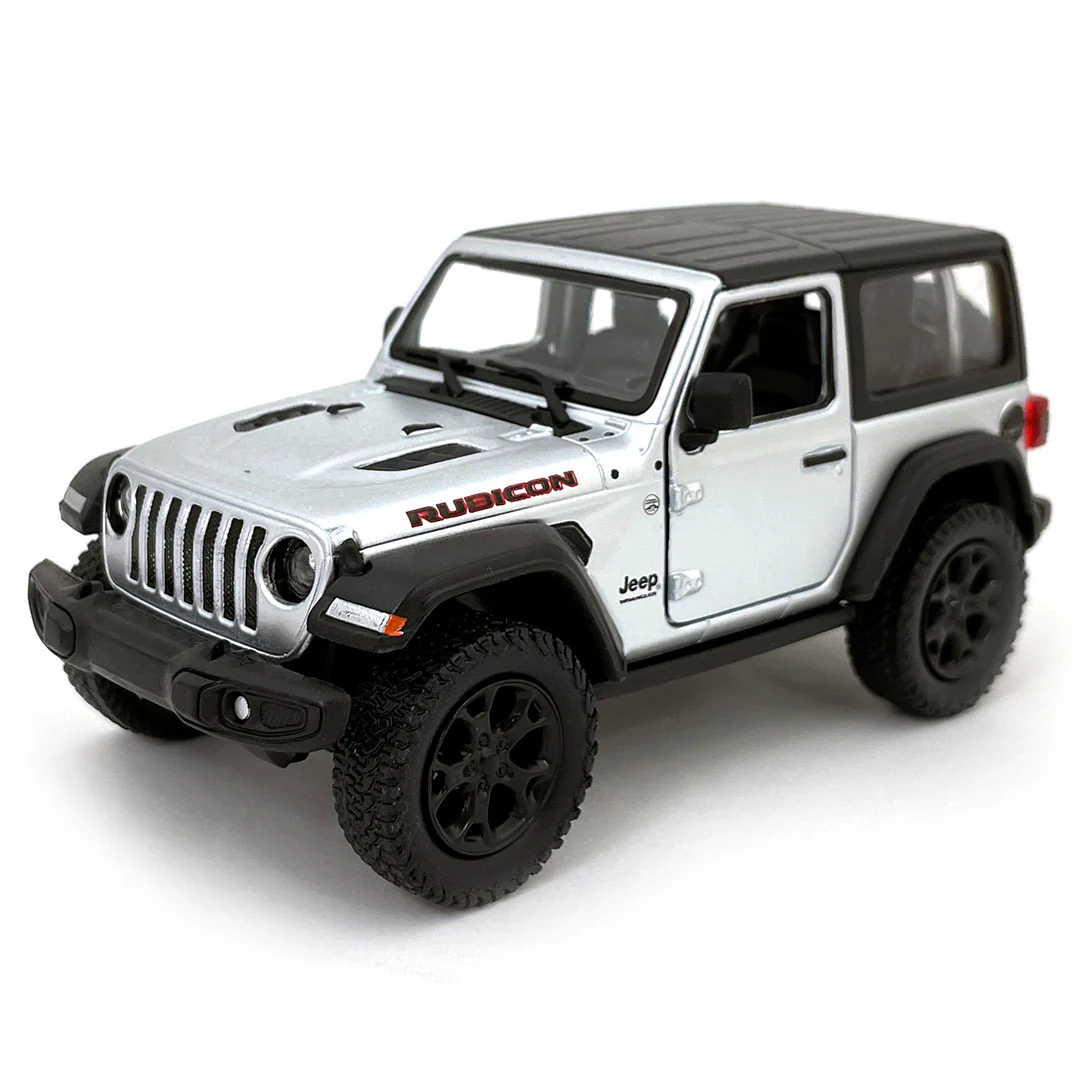 2018 Jeep Wrangler Rubicon 4x4 1:34 Scale Diecast Model Hard Top Silver by Kinsmart