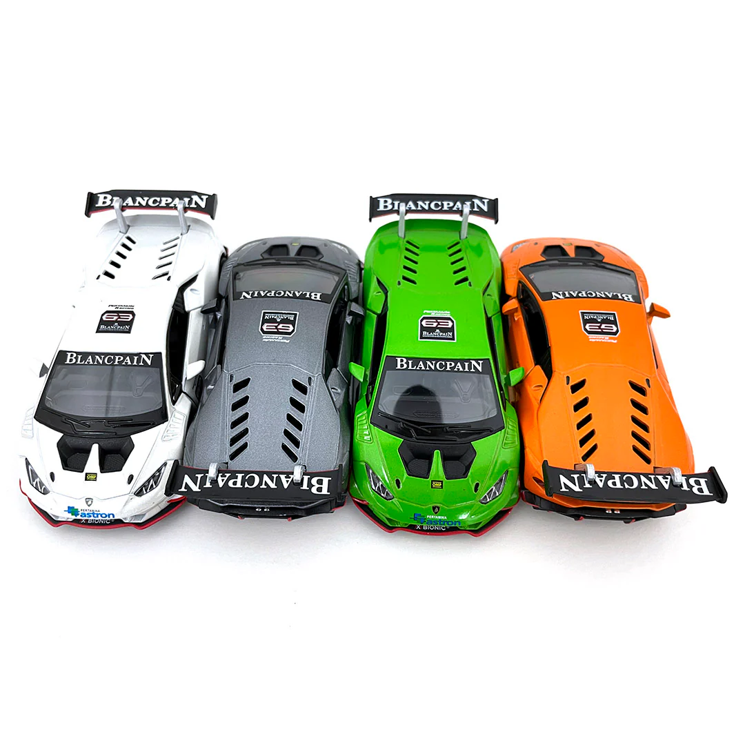 2019 Lamborghini Huracán LP620-2 Super Trofeo 1:36 Scale Diecast Model Green/Orange/Gray/White by Kinsmart (SET OF 4) - Image 2