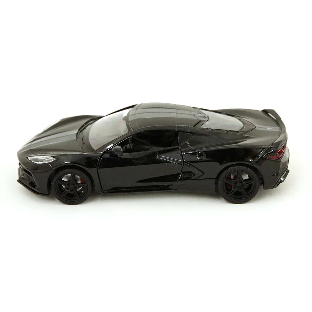 2020 Chevrolet Corvette C8 Stingray 1:24 Scale Diecast Model in Black with Grey Stripes by Motor Max 79360 - Image 3