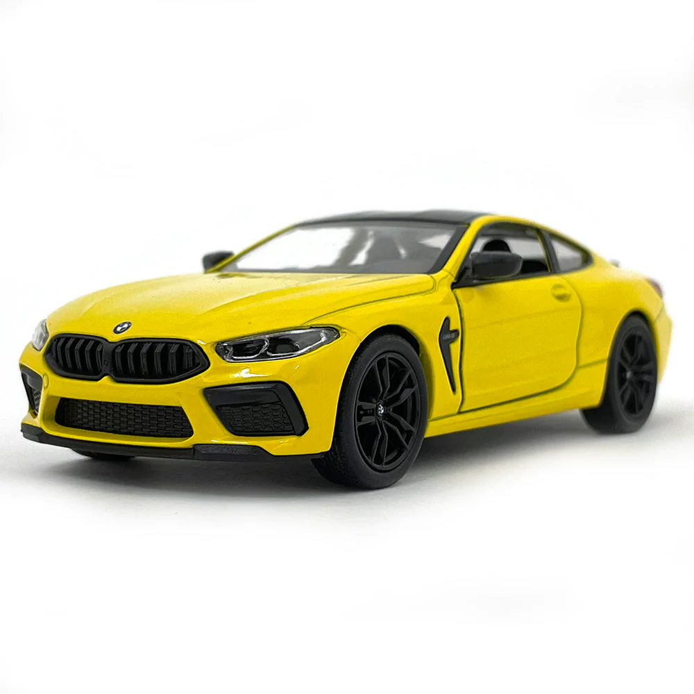 2021 BMW M8 Competition Coupe 1:38 Scale Diecast Model Yellow by Kinsmart - Image 2