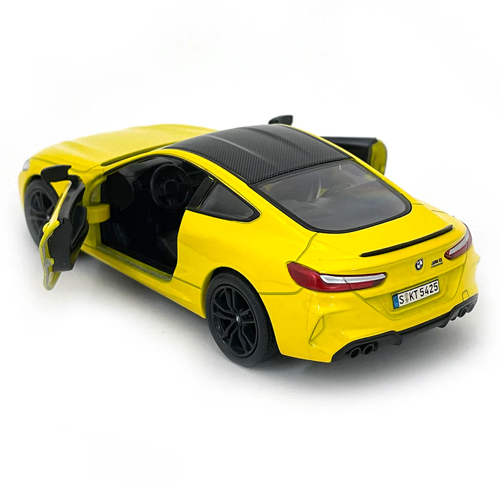 2021 BMW M8 Competition Coupe 1:38 Scale Diecast Model Yellow by Kinsmart - Image 3