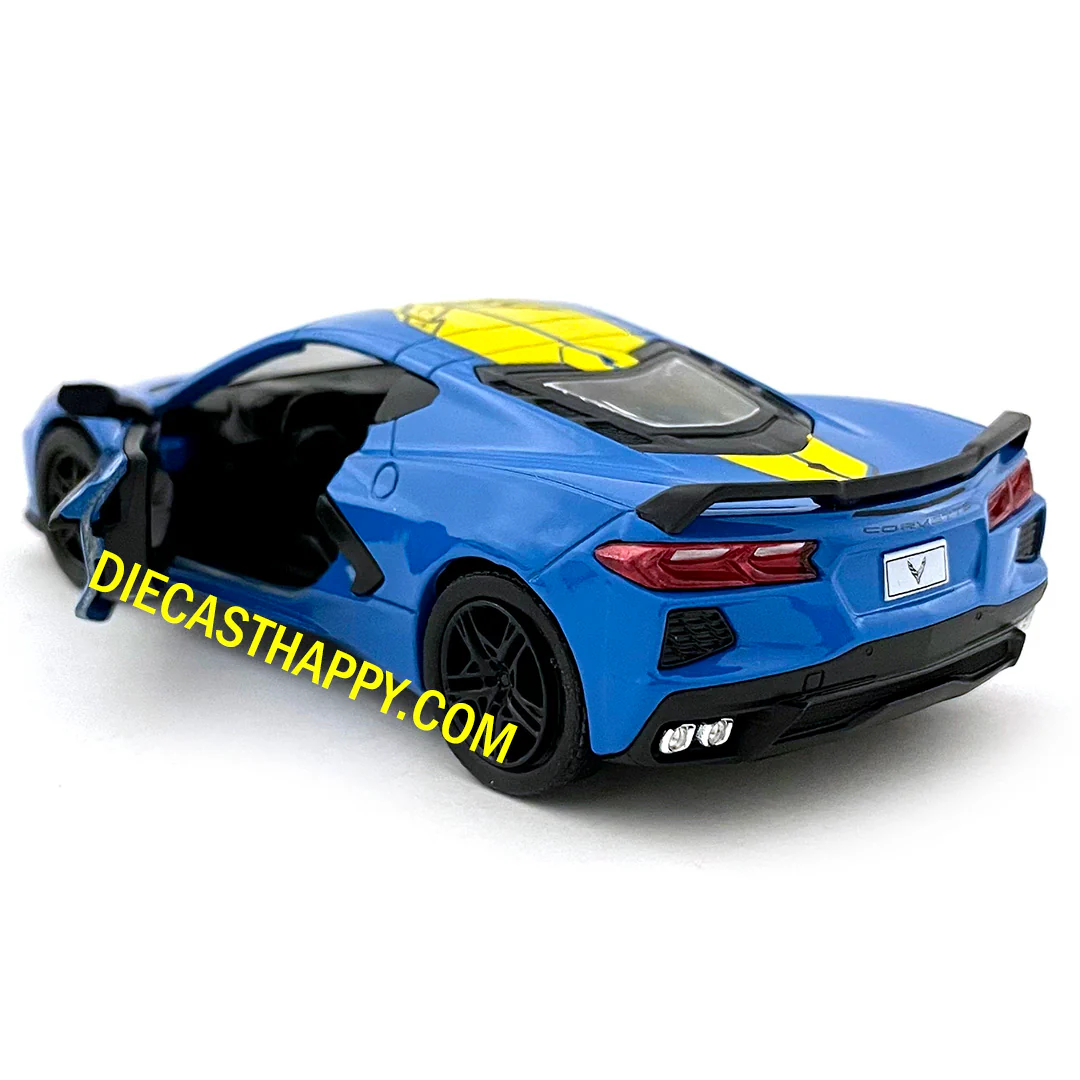 2021 Chevy Corvette C8 1:36 Scale Diecast Model Livery Edition Blue by Kinsmart - Image 2