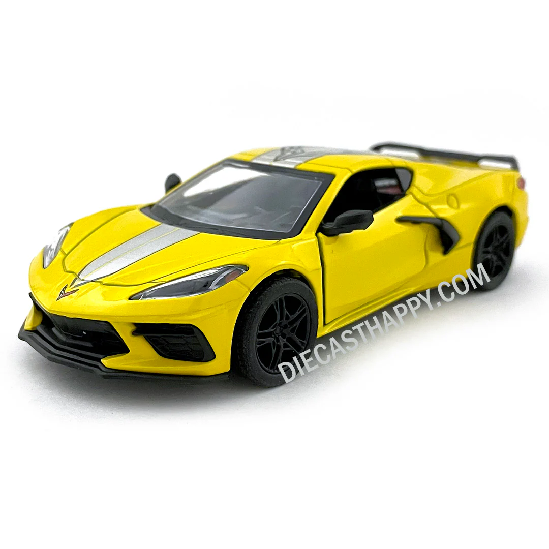 2021 Chevy Corvette C8 1:36 Scale Diecast Model Livery Edition Yellow by Kinsmart
