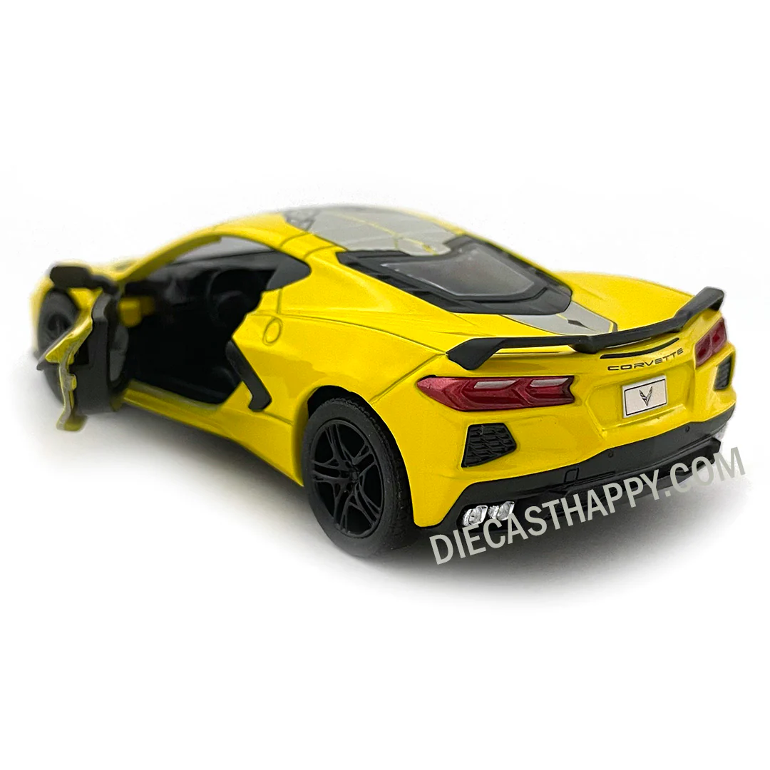 2021 Chevy Corvette C8 1:36 Scale Diecast Model Livery Edition Yellow by Kinsmart - Image 2