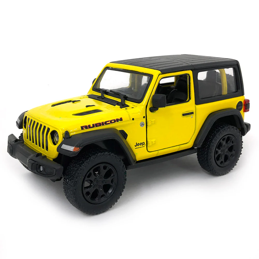 2018 Jeep Wrangler Rubicon 4x4 1:34 Scale Diecast Model Hard Top Yellow by Kinsmart