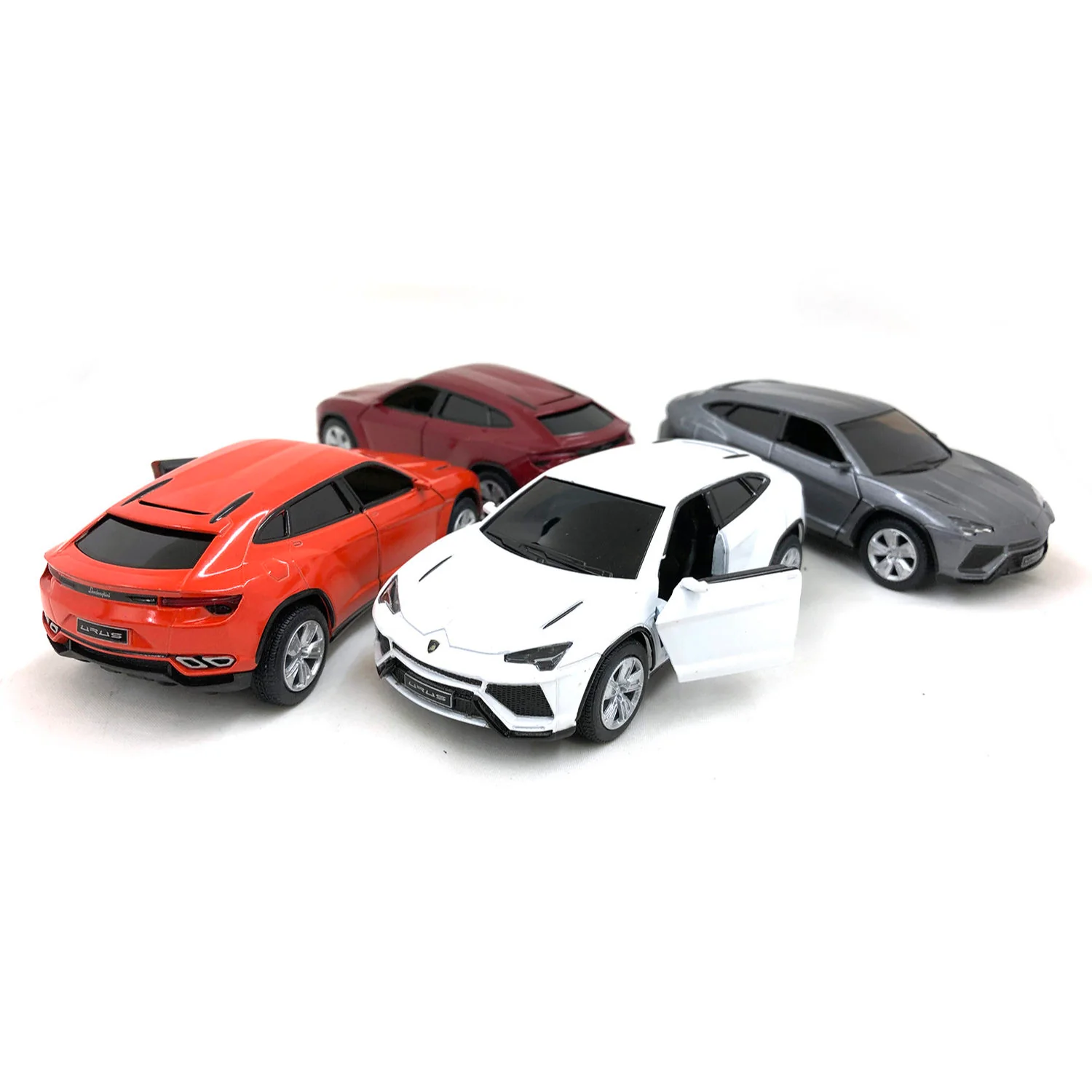 2021 Lamborghini Urus 1:38 Scale Diecast Model Red/Orange/Gray/White by Kinsmart (SET OF 4)