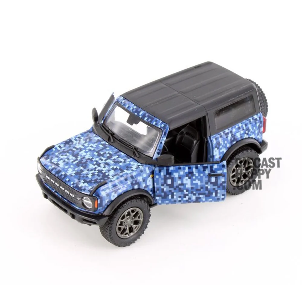 2022 Ford Bronco Camo Hard Top 1:34 Scale Diecast Model Blue by Kinsmart - Image 2