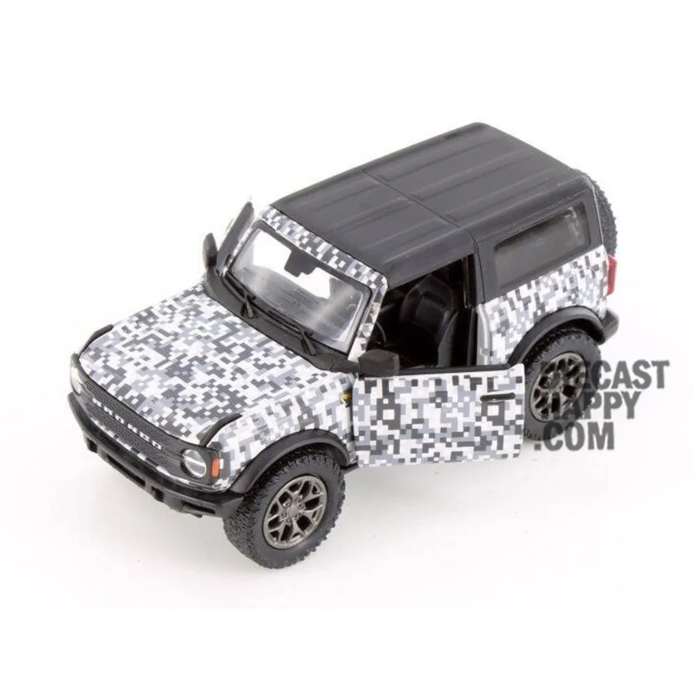 2022 Ford Bronco Camo Hard Top 1:34 Scale Diecast Model Grey by Kinsmart - Image 2