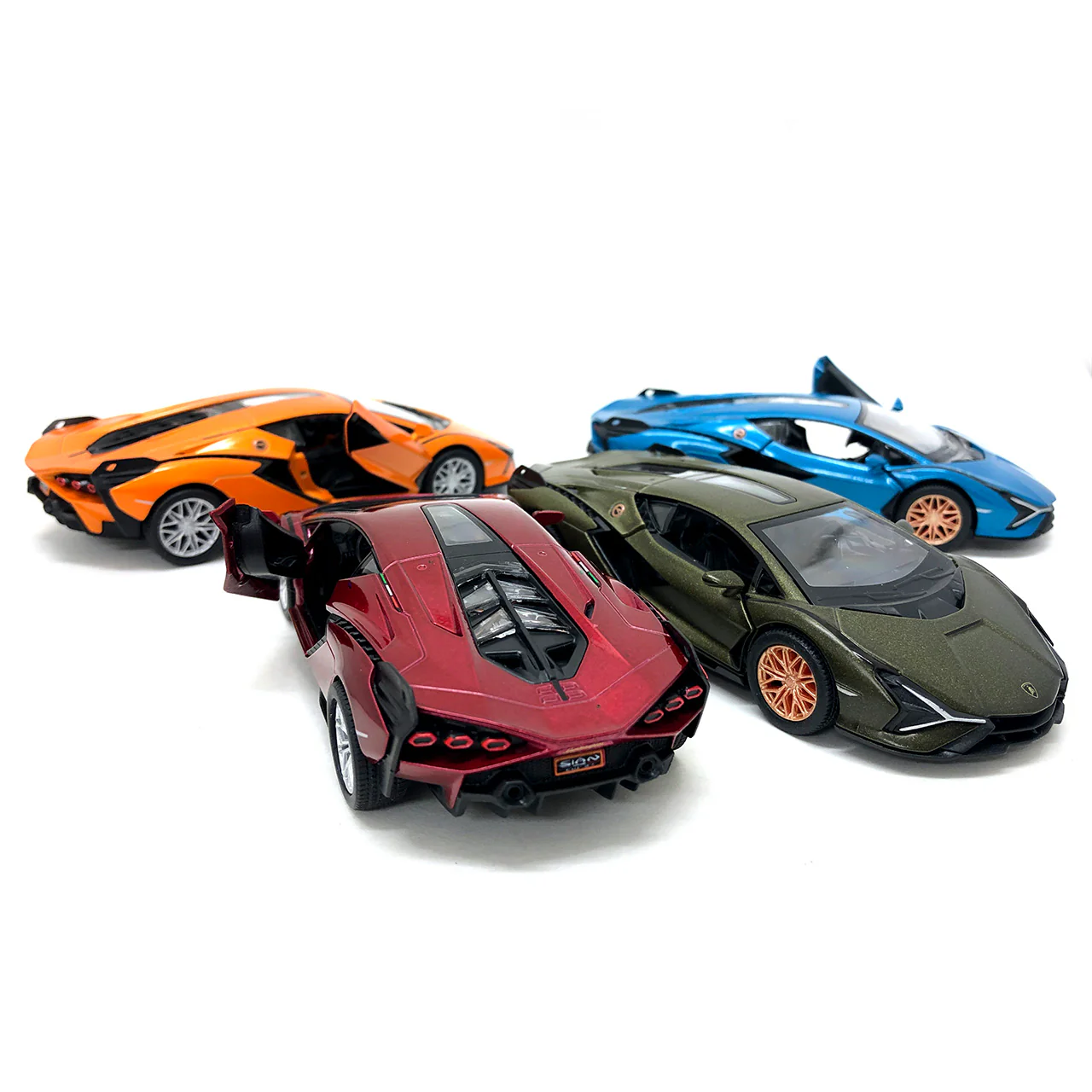 2022 Lamborghini Sián FKP 37 1:40 Scale Diecast Model Green/Blue/Red/Orange by Kinsmart (SET OF 4)