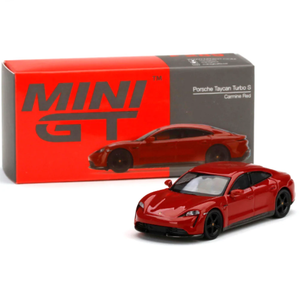 2022 Porsche Taycan Turbo S 1:64 Scale Diecast Model Carmine Red by MINI GT MGT00289 - Image 4