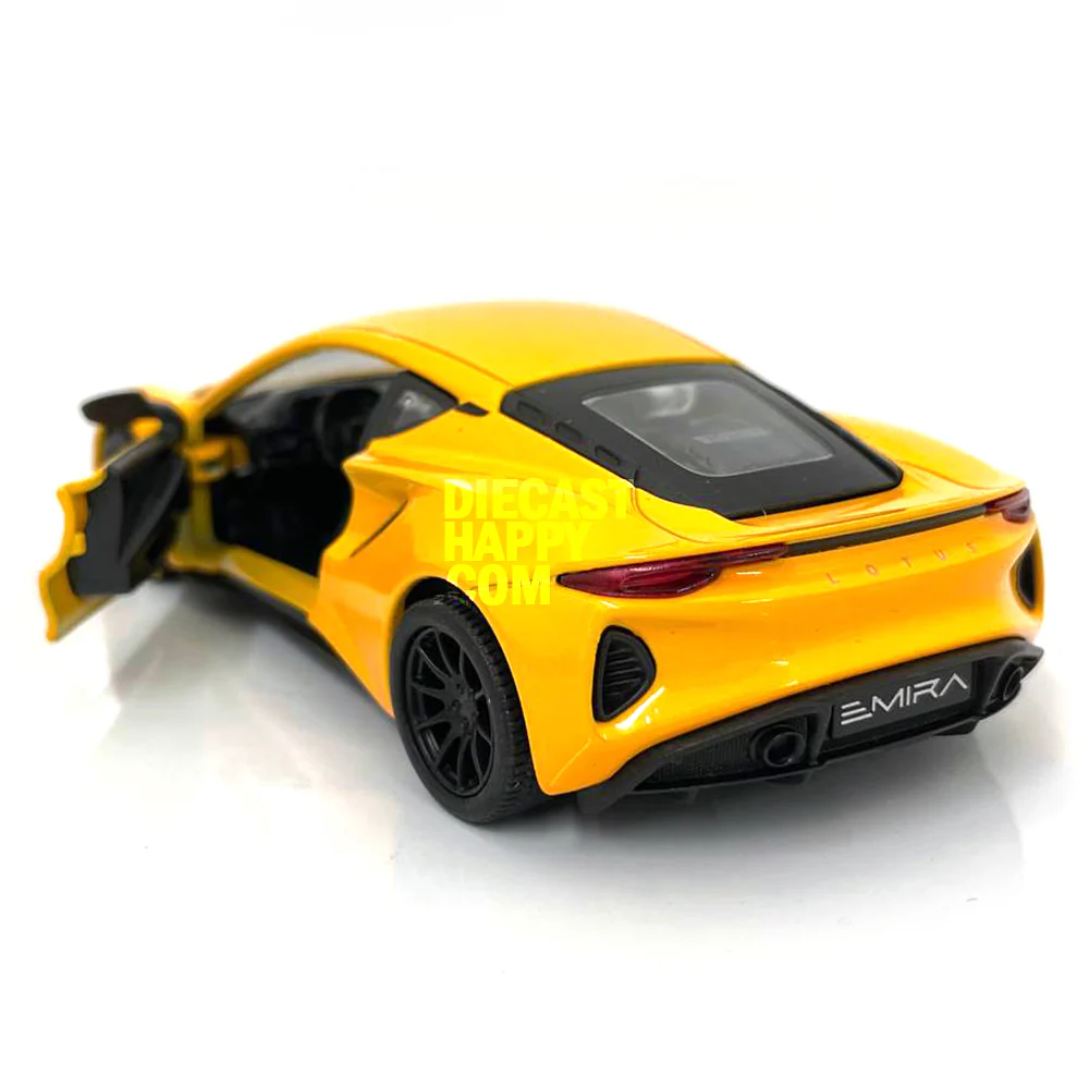 2023 Lotus Emira 1:34 Scale Diecast Model in Yellow by Kinsmart - Image 2