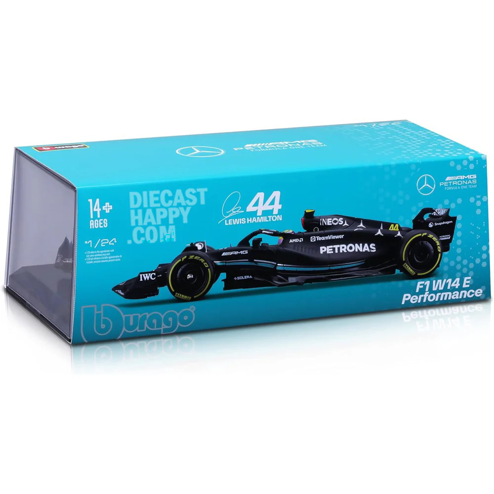 2023 F1 Mercedes AMG W14 Lewis Hamilton #44 1:24 Scale Diecast Model by Bburago - Image 7
