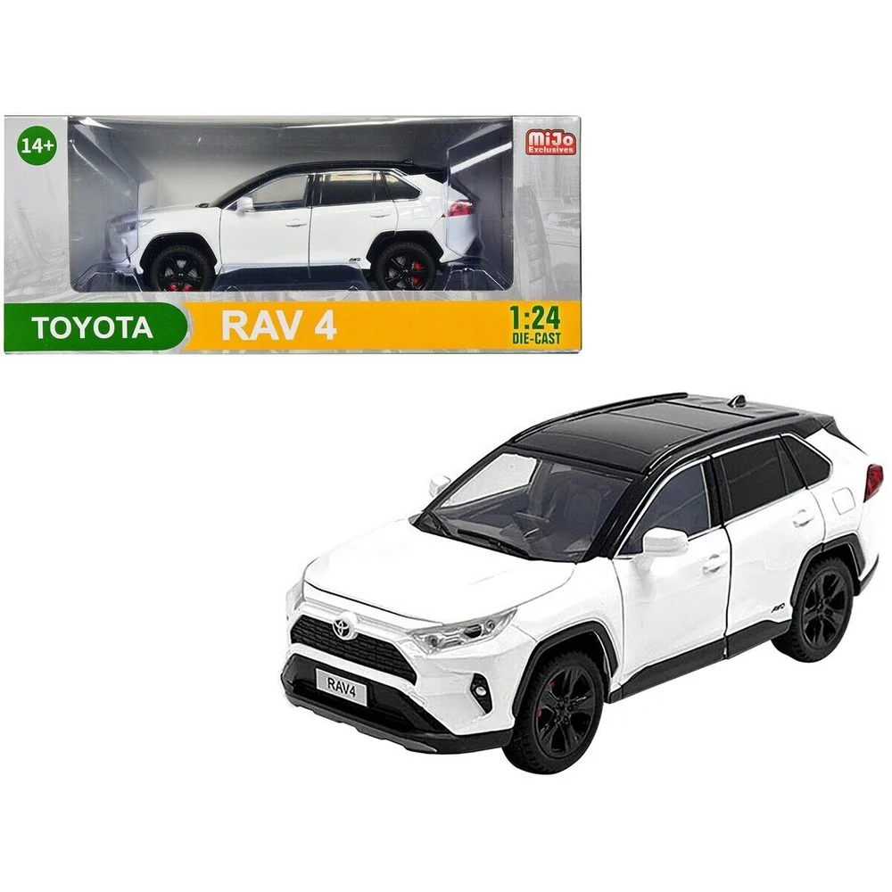 2023 Toyota RAV4 Hybrid XSE 1:24 Scale Diecast Model White w/ Black Top - Image 3