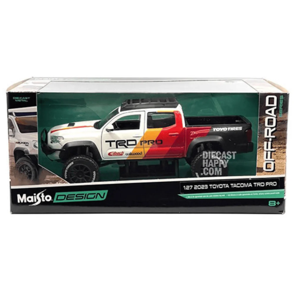 2023 Toyota Tacoma TRD Pro Off-Road 1:27 Scale Diecast Model White - Image 3