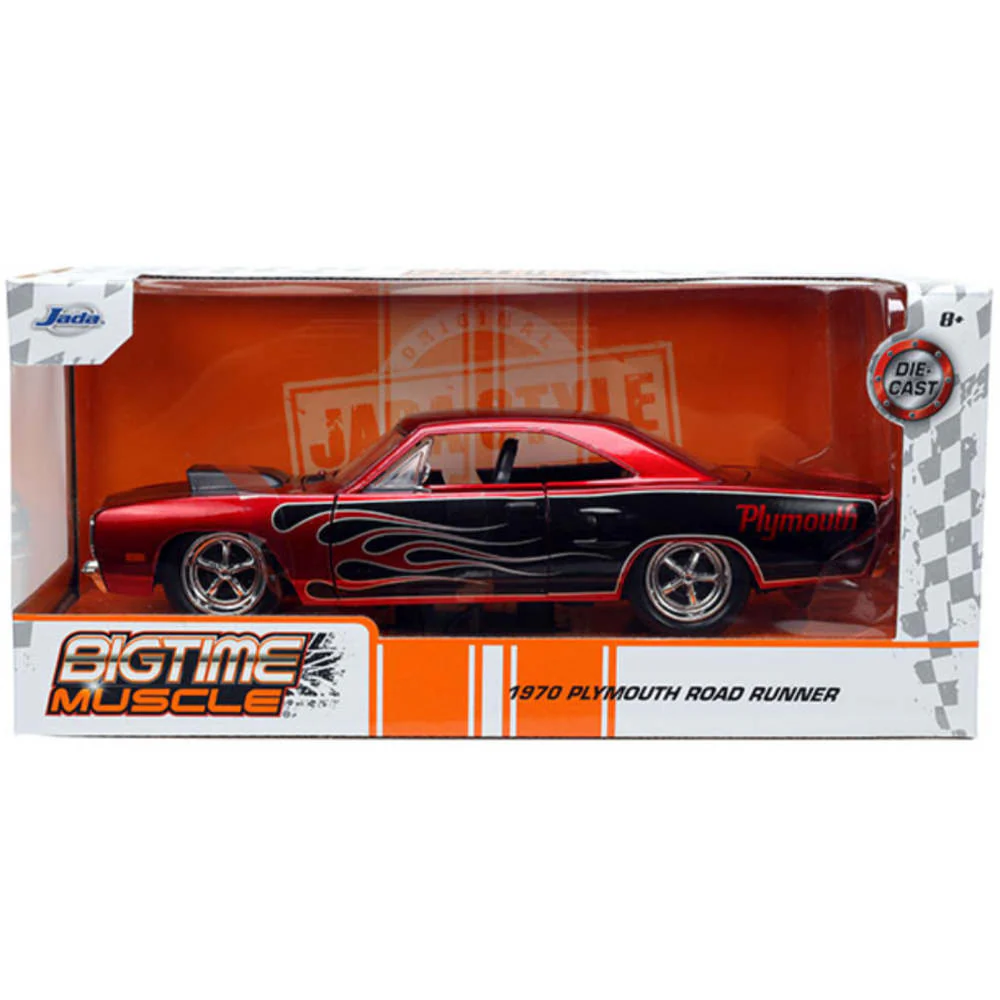 Bigtime Muscle 1970 Plymouth Road Runner 1:24 Scale Diecast Model Red Black by Jada 33866 - Image 2