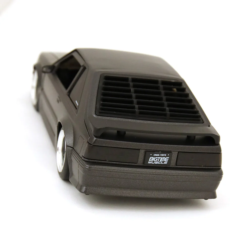 Bigtime Muscle 1989 Ford Mustang GT 5.0 1:24 Scale Diecast Model Gunmetal/Matte Black by Jada 33605 - Image 3