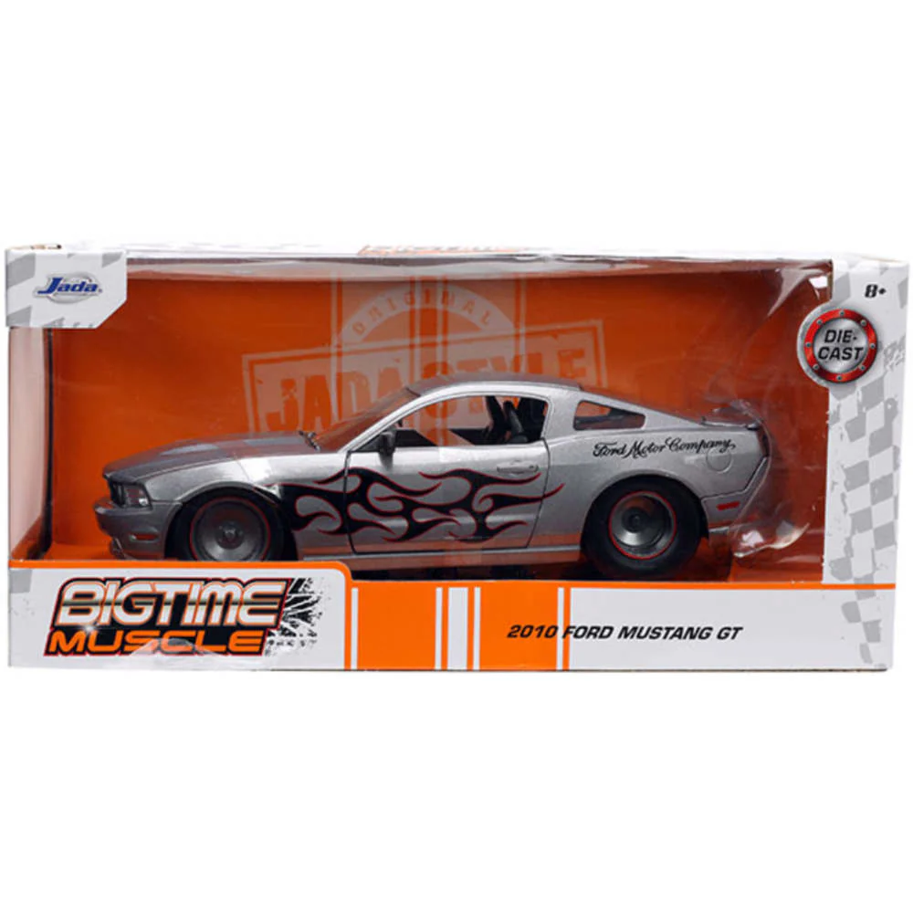 Bigtime Muscle 2010 Ford Mustang GT 1:24 Scale Diecast Model Silver by Jada 34039 - Image 2