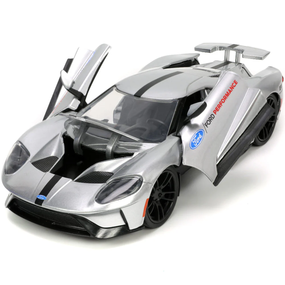 Bigtime Muscle 2017 Ford GT 1:24 Scale Diecast Model Candy Silver by Jada 33857 - Image 6