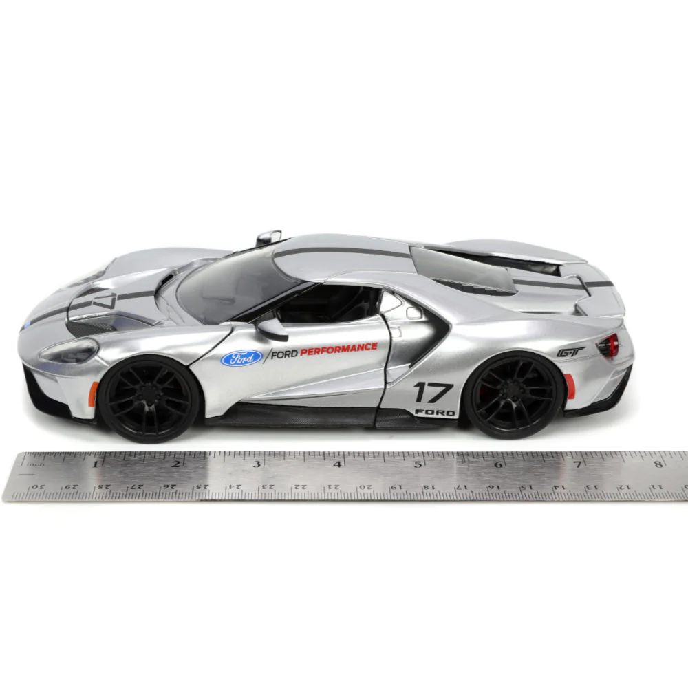Bigtime Muscle 2017 Ford GT 1:24 Scale Diecast Model Candy Silver by Jada 33857 - Image 8
