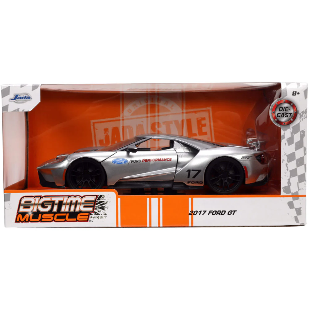 Bigtime Muscle 2017 Ford GT 1:24 Scale Diecast Model Candy Silver by Jada 33857 - Image 9